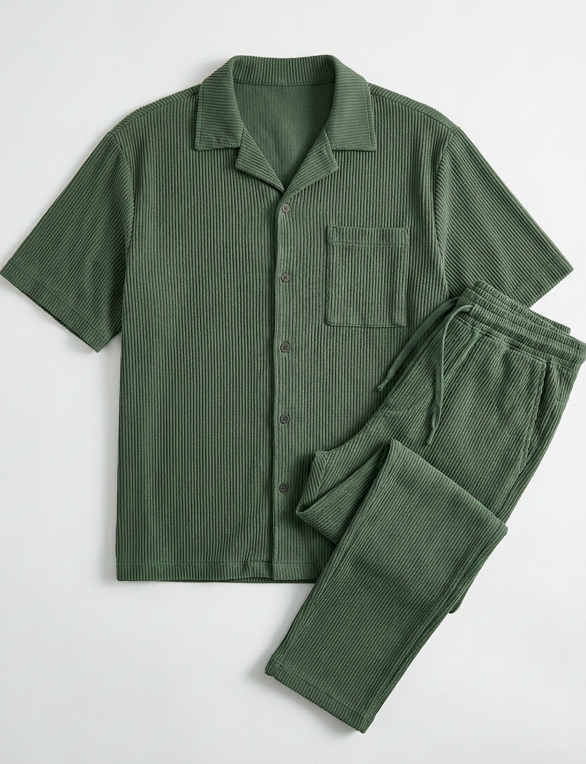 Men’s Ribbed Lounge Set | Thomas – Forest Green