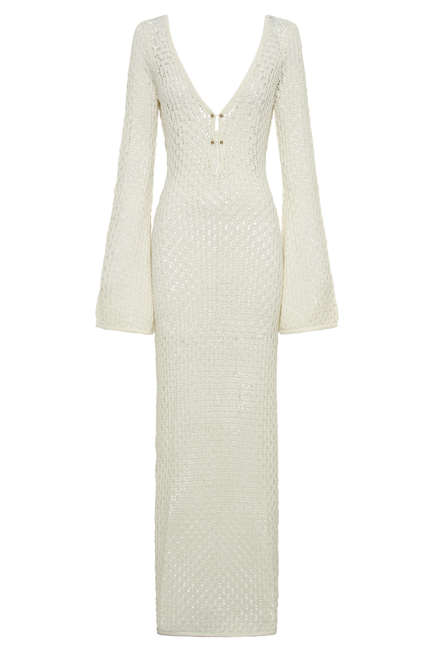 Women’s Crochet Cut-Out Maxi Dress | White Bell Sleeve Resort Dress
