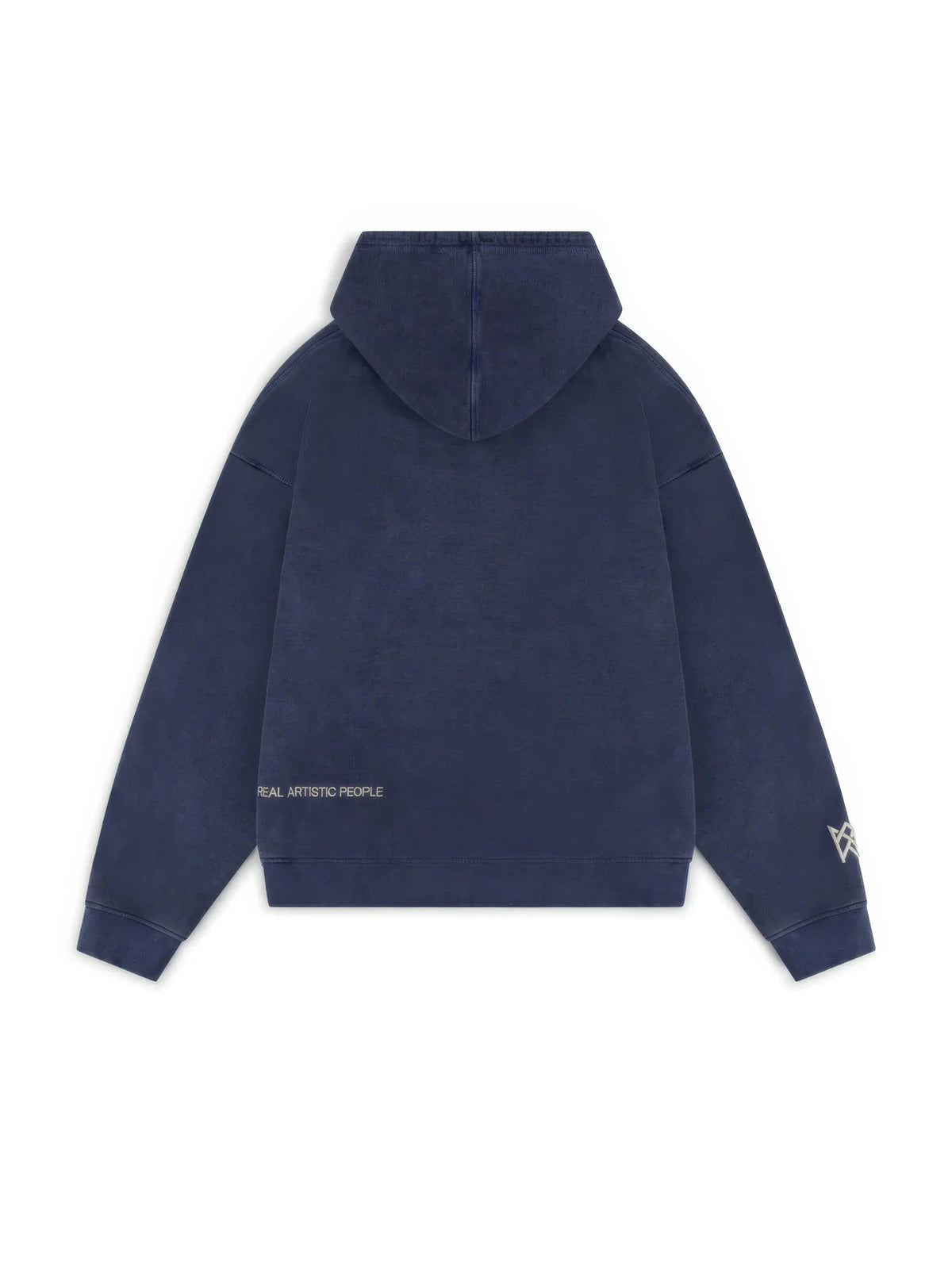 Women's blue hoodie with hood, front graphic, pouch pocket and long sleeves