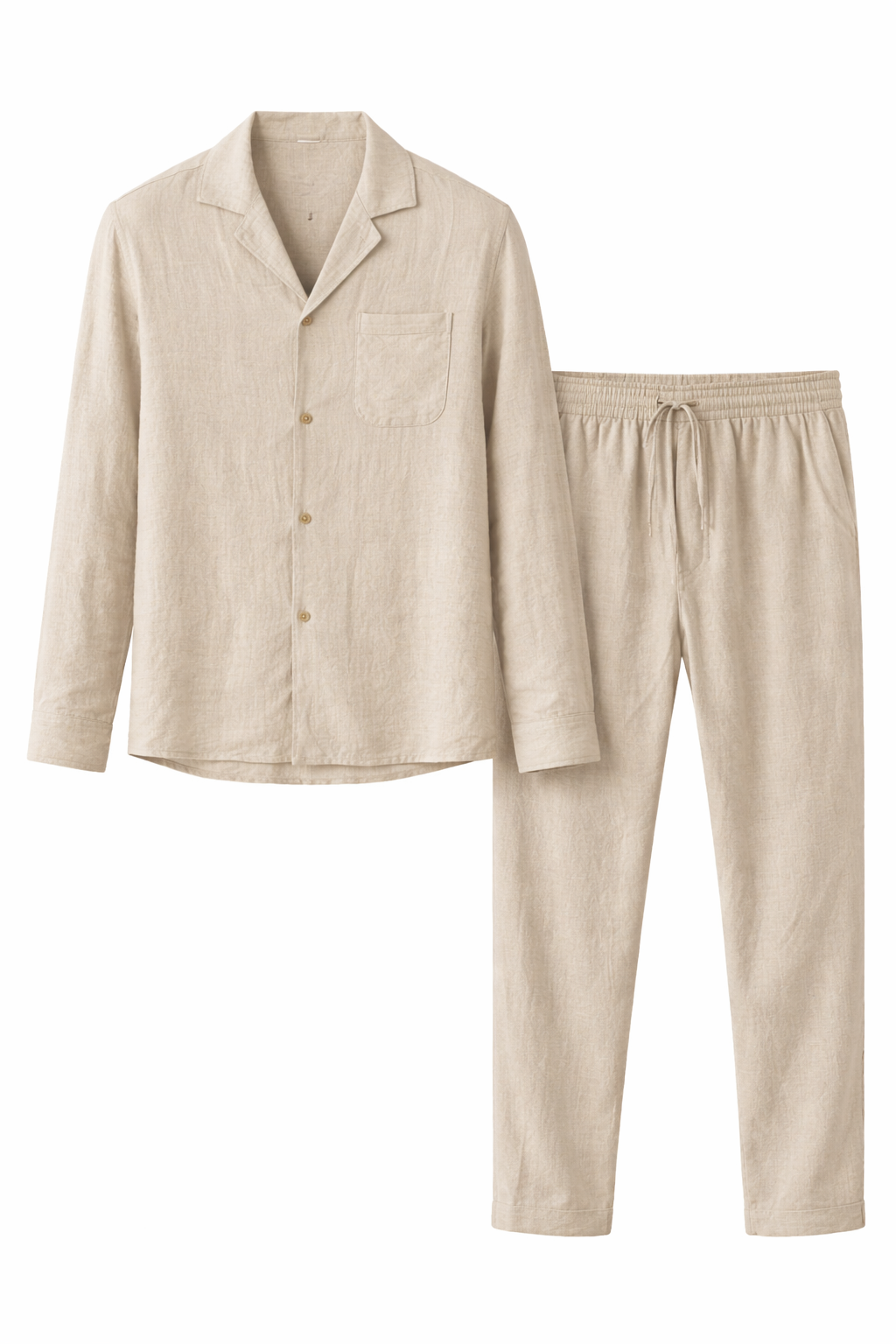Men’s Linen Lounge Set Relaxed Fit | Beige