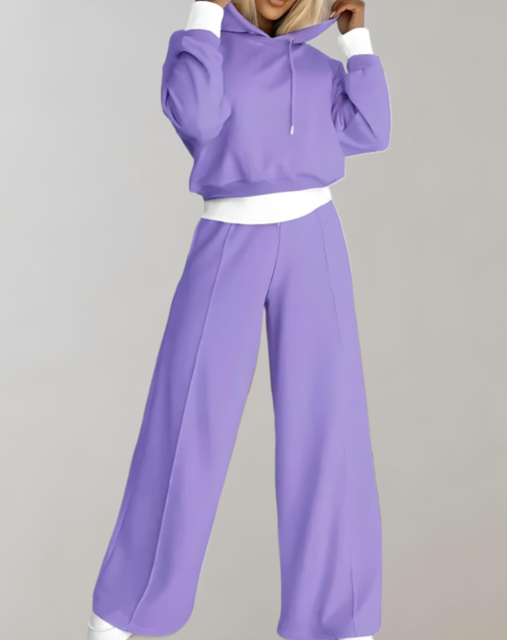 Women's Hoodie Lounge Set Wide Leg Trousers Relaxed Street Fit
