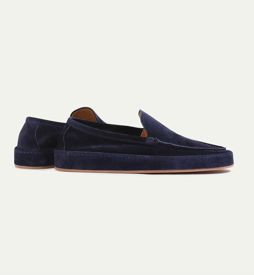 Men's Suede Loafer Slip-On Flat Sole - Beige