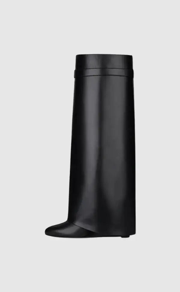 Women's Boots Vegan Leather Wedge Padlock - Black
