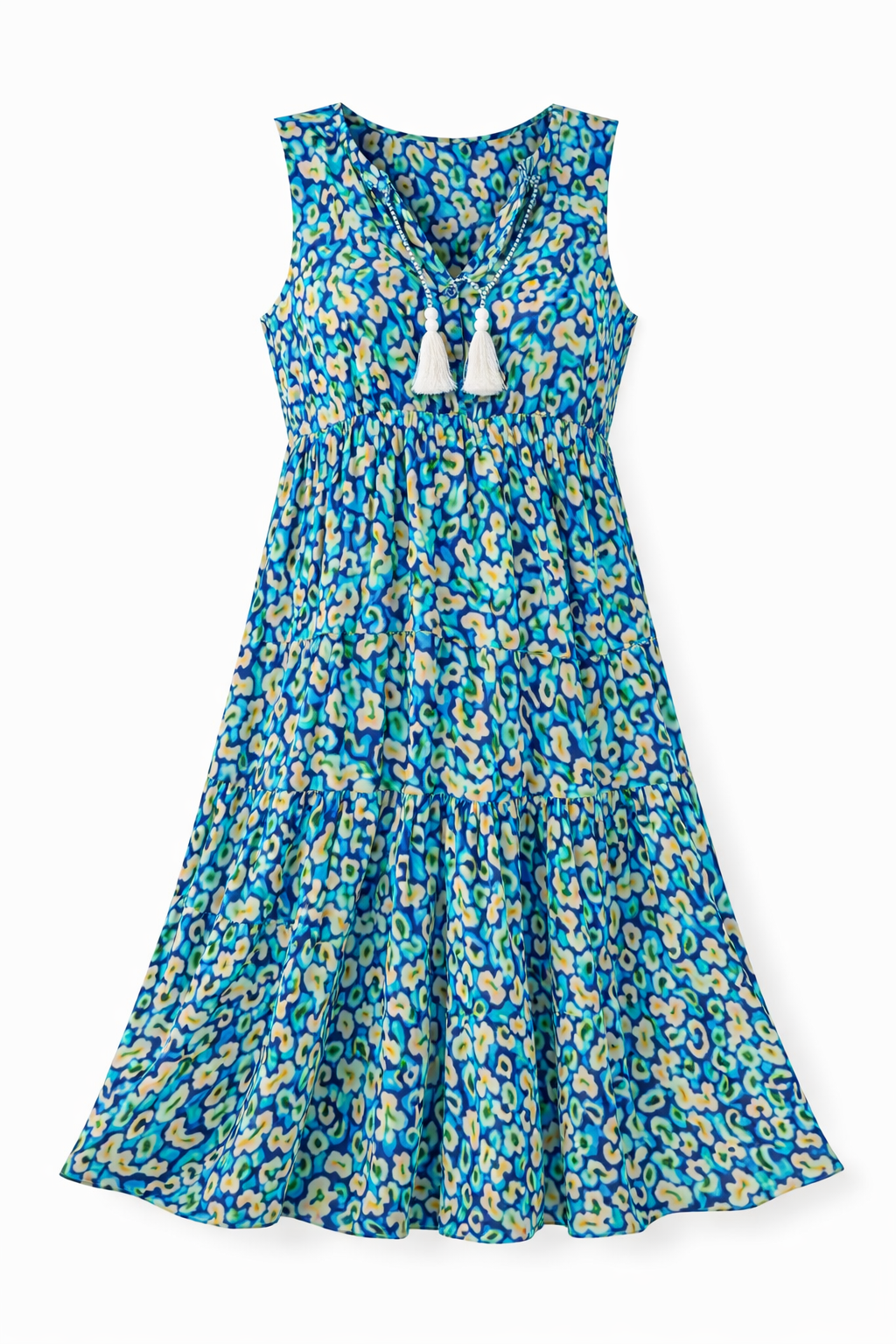 Women’s Floral Tiered Midi Dress | Ocean Bloom