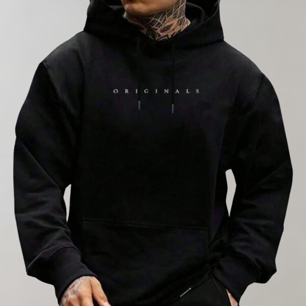 Men's oversized hooded sweatshirt with drawstrings and front kangaroo pocket