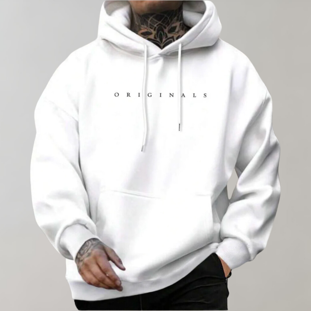 Men's oversized hooded sweatshirt with drawstrings and front kangaroo pocket