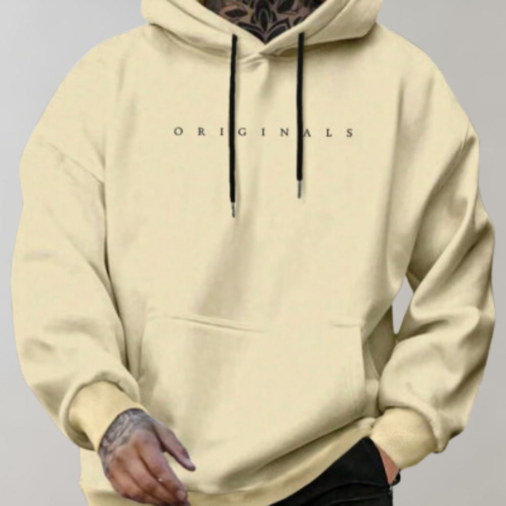 Men's oversized hooded sweatshirt with drawstrings and front kangaroo pocket