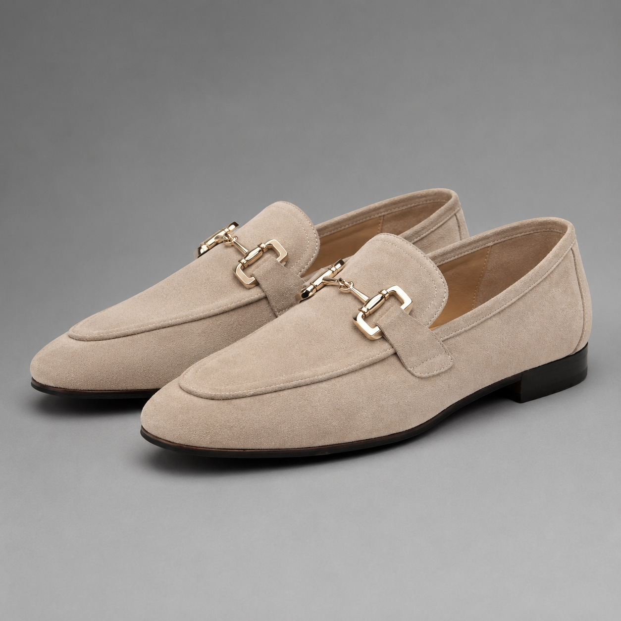 Men's Loafers Suede Horsebit Slip-On - Beige