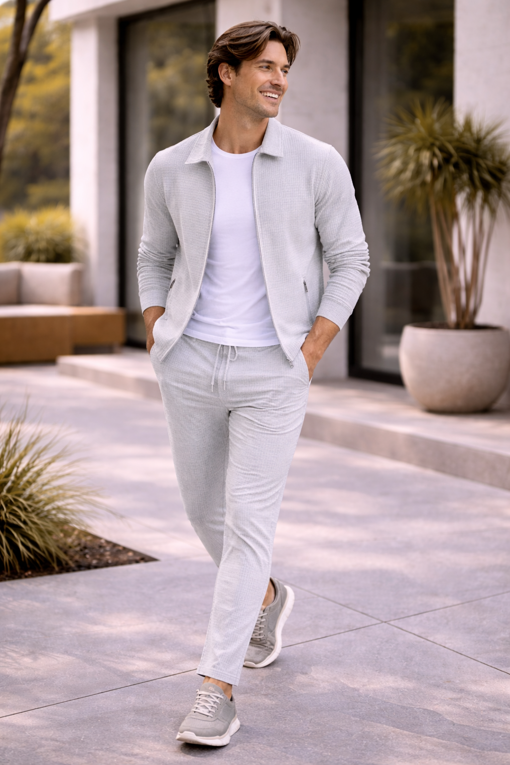 Men’s Textured Lounge Set | Slim Fit Casual Co-Ord