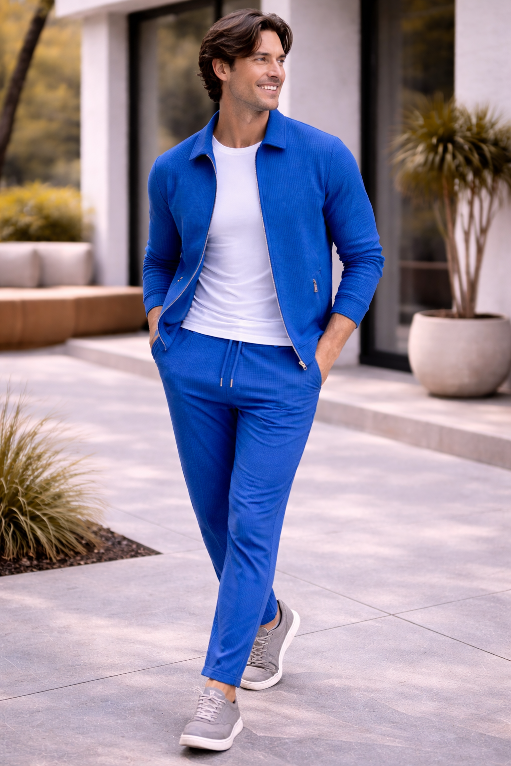 Men’s Textured Lounge Set | Slim Fit Casual Co-Ord