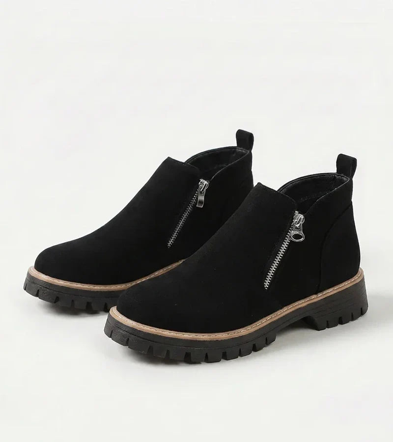 Women's ankle boots with side zips and chunky lug soles