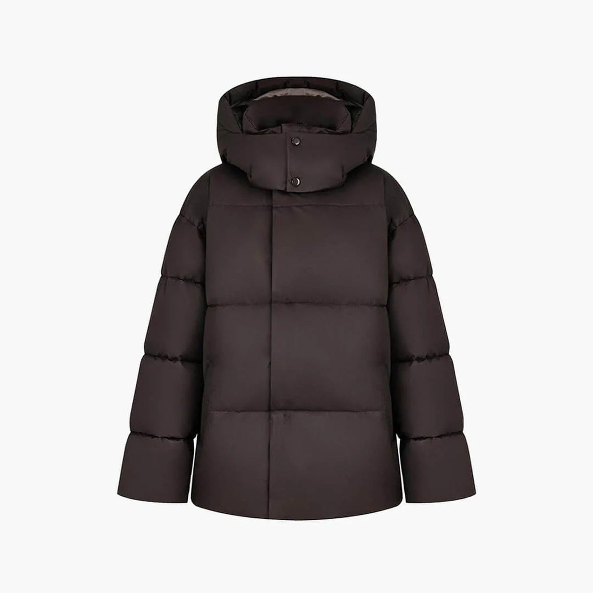 Women's hooded quilted puffer winter coat with long sleeves and zip front