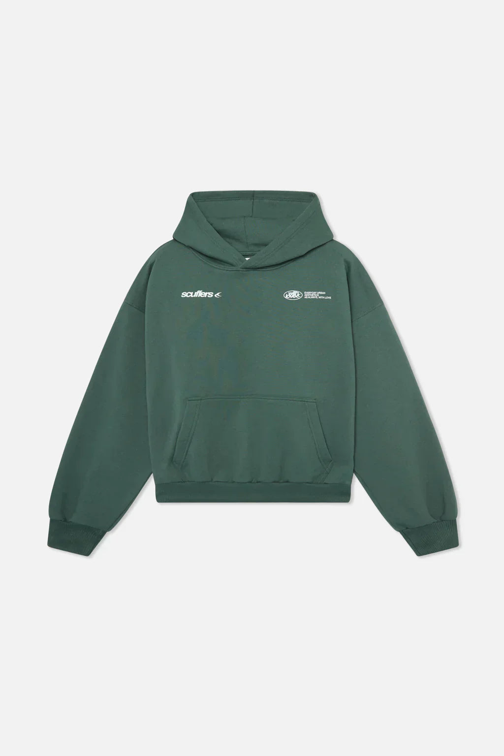 Unisex pullover hoodie with hood, long sleeves, ribbed trims and large back graphic