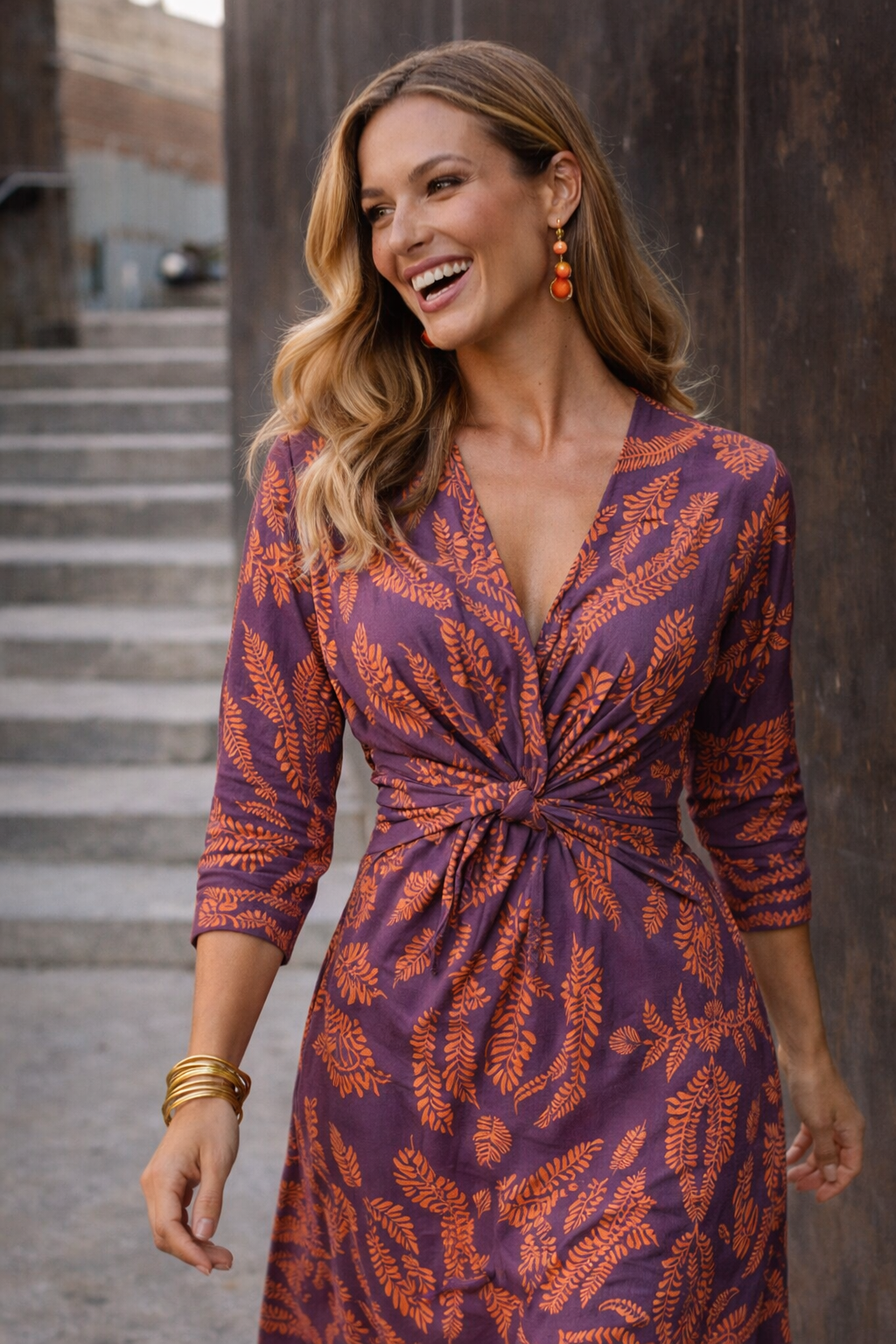 Women’s Botanical Wrap Midi Dress | Plum Amber