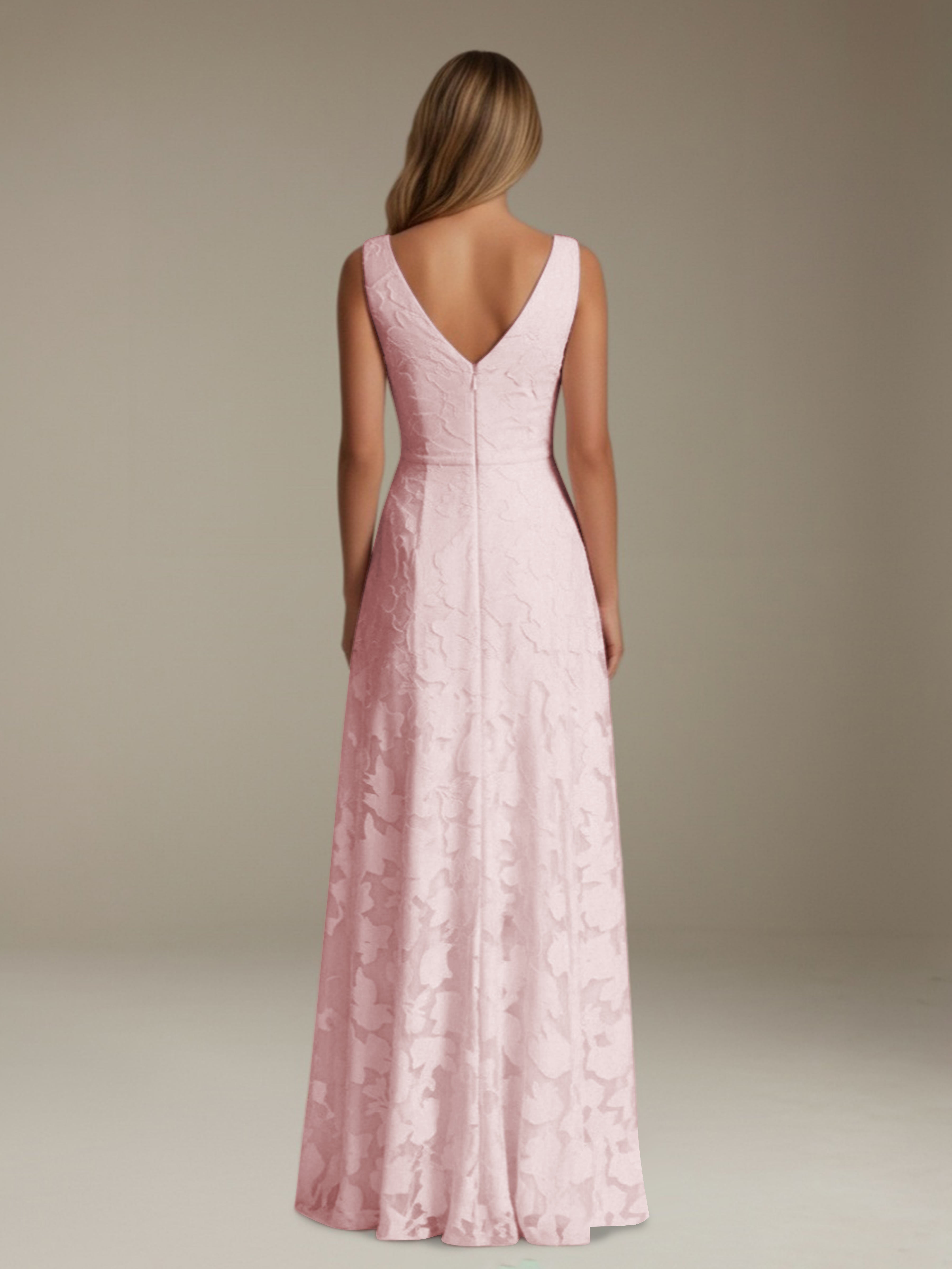 Women’s Floral Lace A-Line Maxi Dress | Sleeveless V-Neck Evening Gown