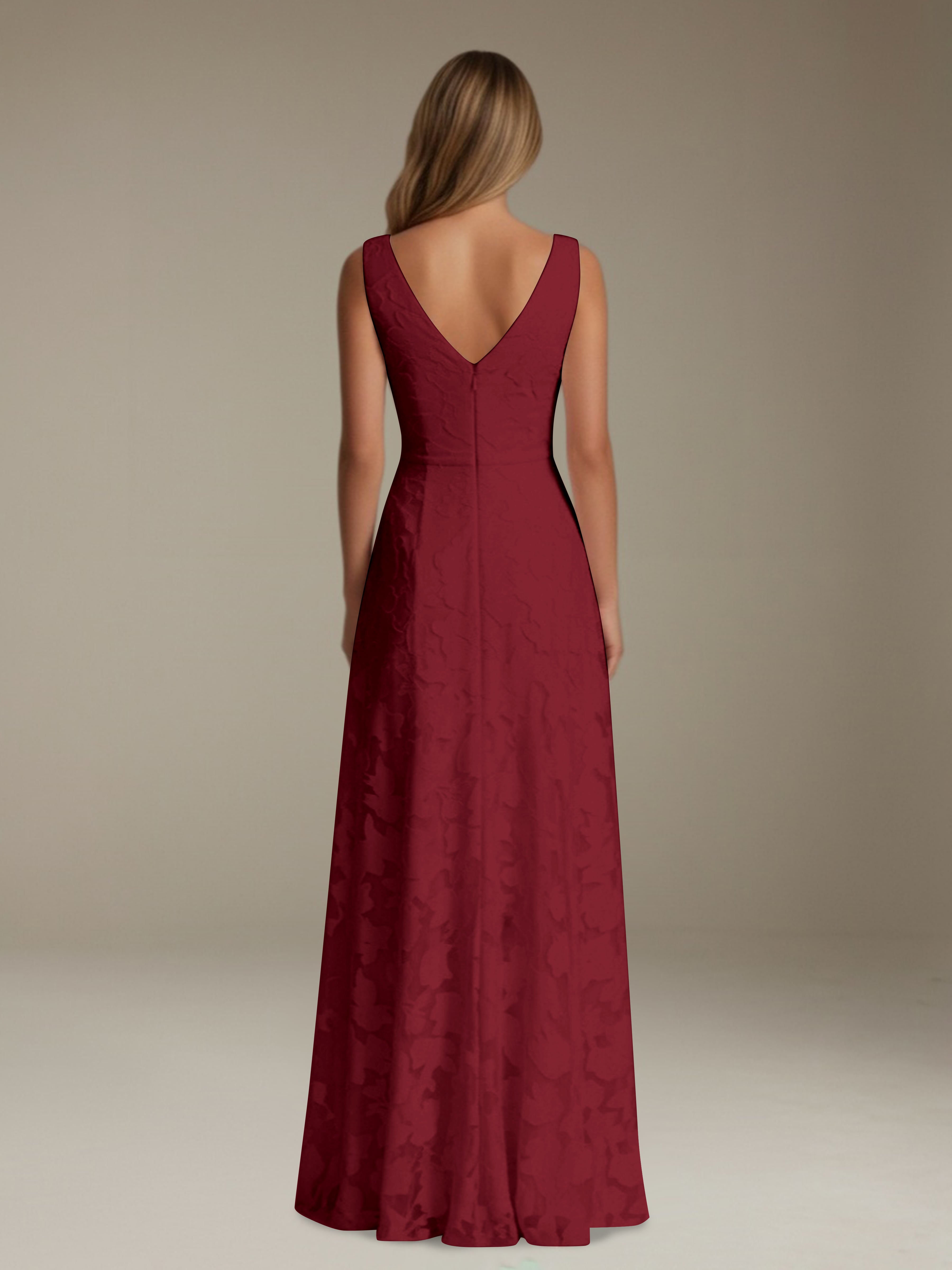 Women’s Floral Lace A-Line Maxi Dress | Sleeveless V-Neck Evening Gown