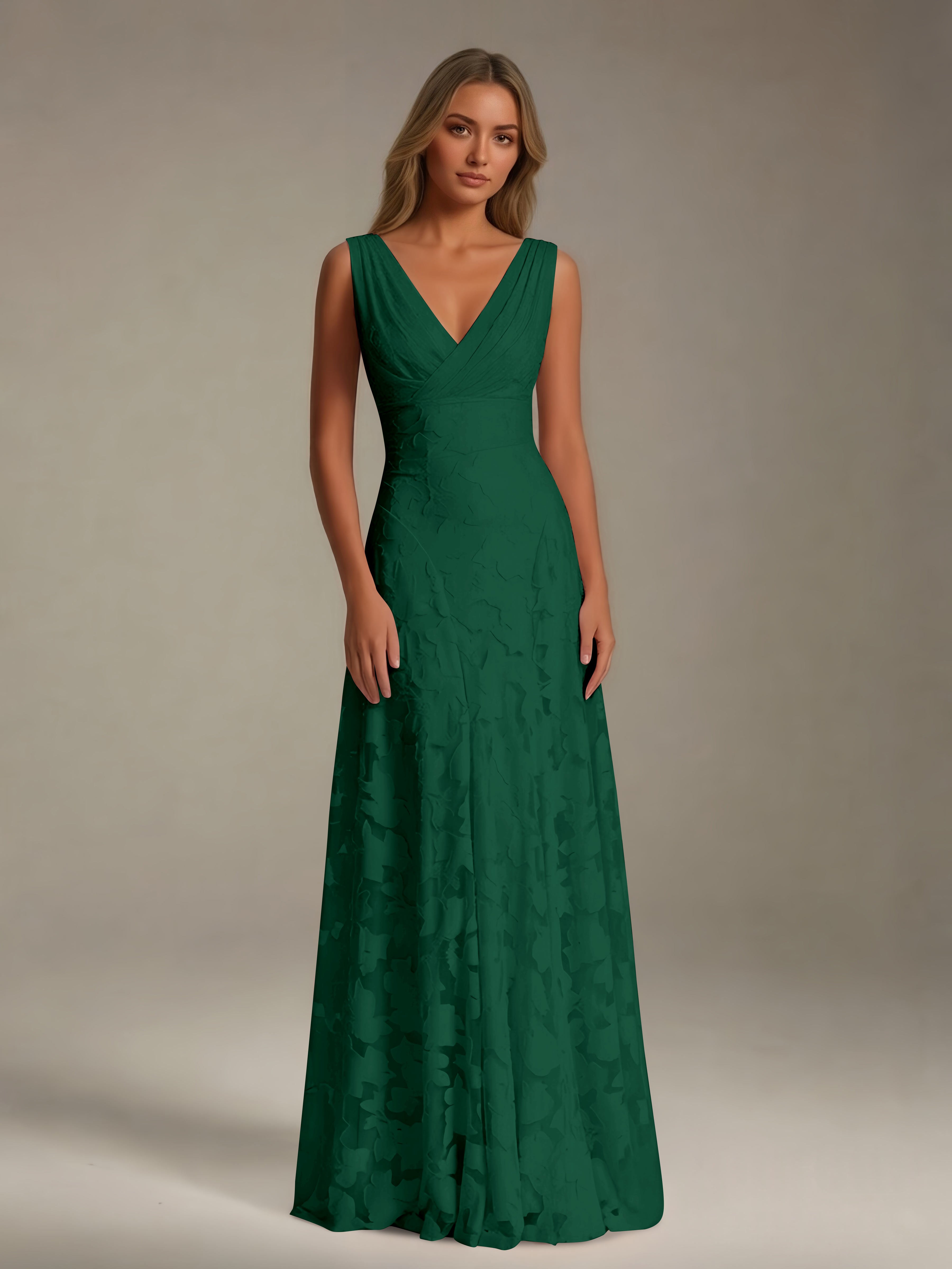 Women’s Floral Lace A-Line Maxi Dress | Sleeveless V-Neck Evening Gown