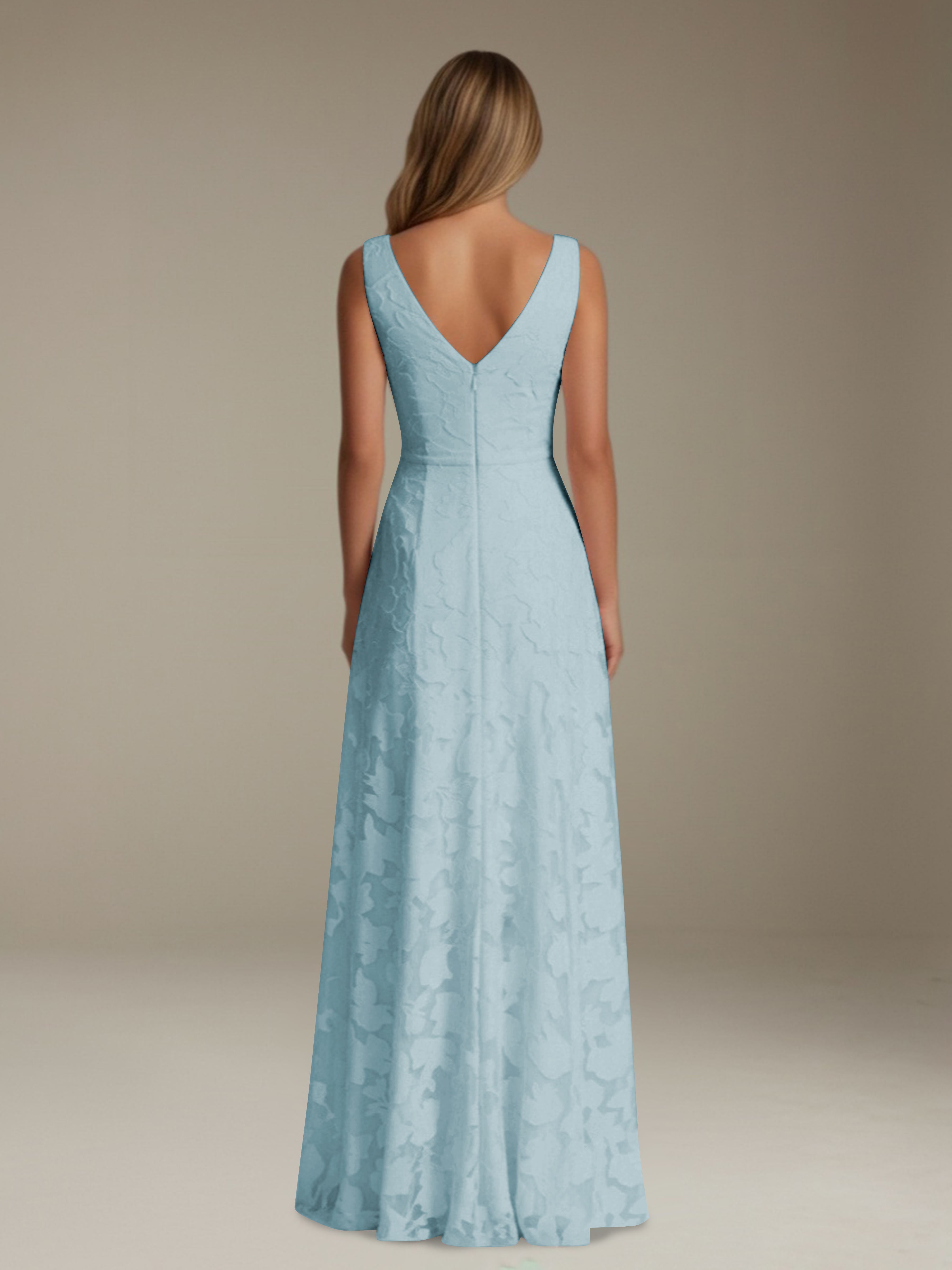 Women’s Floral Lace A-Line Maxi Dress | Sleeveless V-Neck Evening Gown