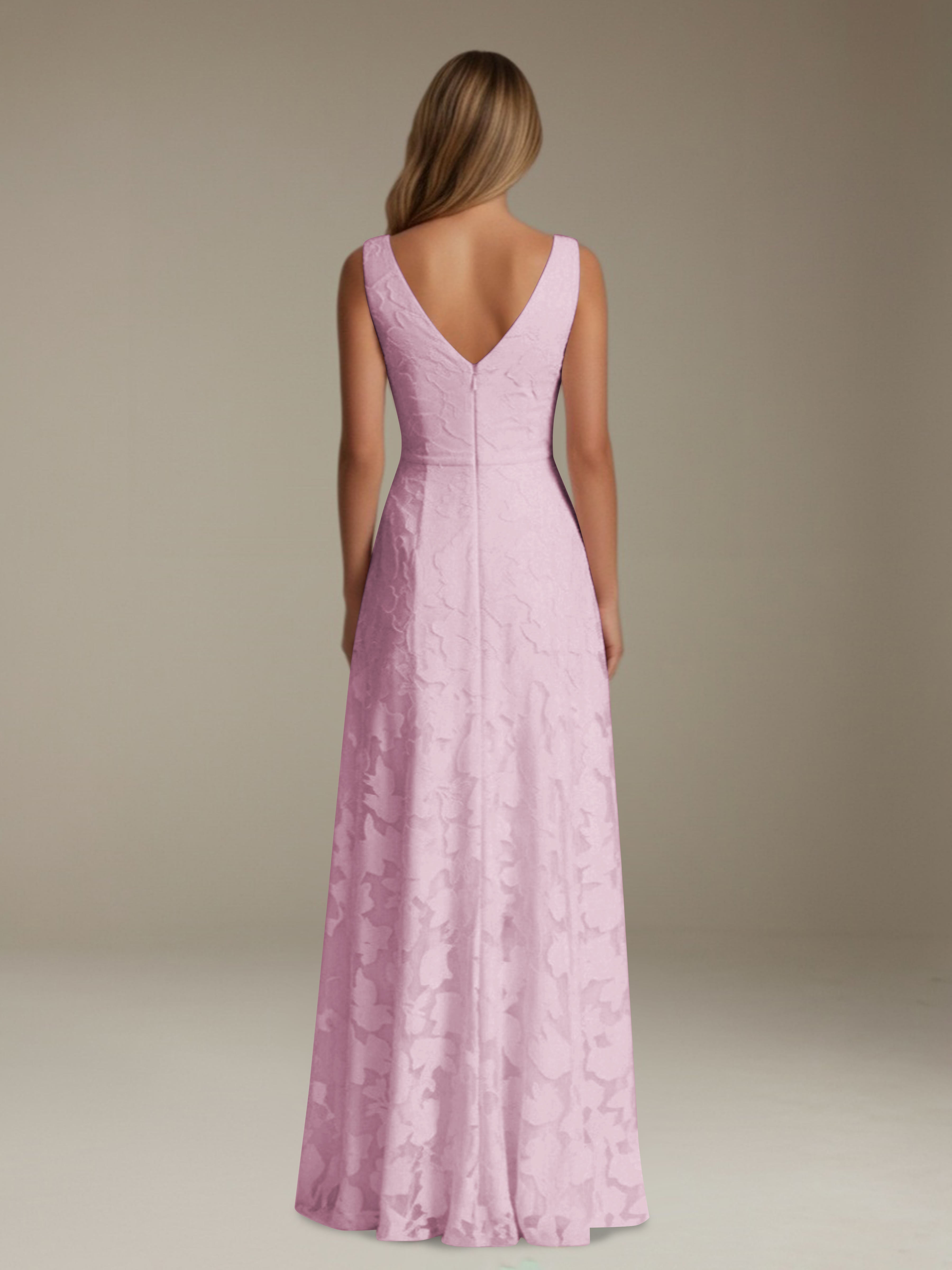 Women’s Floral Lace A-Line Maxi Dress | Sleeveless V-Neck Evening Gown