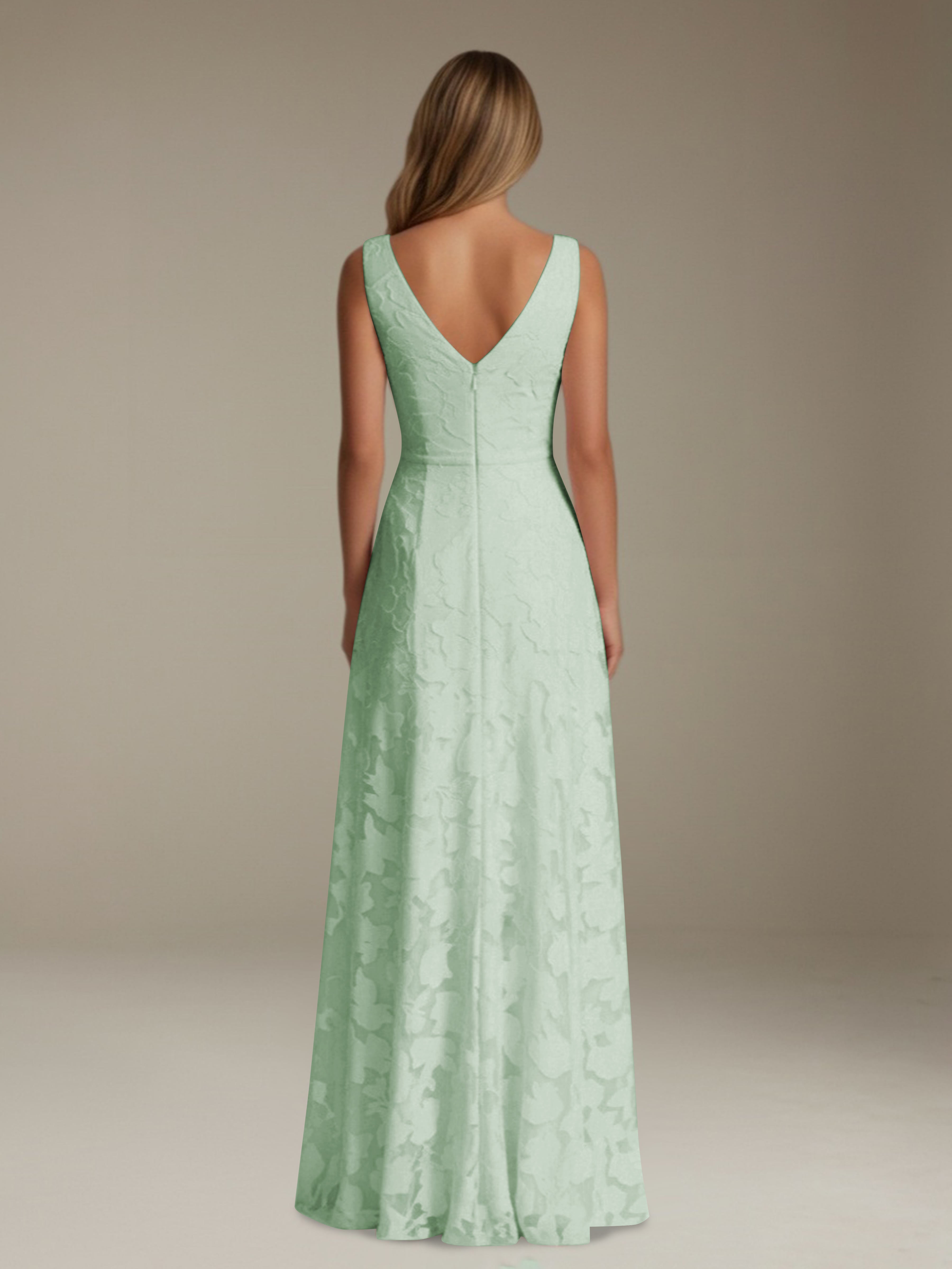 Women’s Floral Lace A-Line Maxi Dress | Sleeveless V-Neck Evening Gown