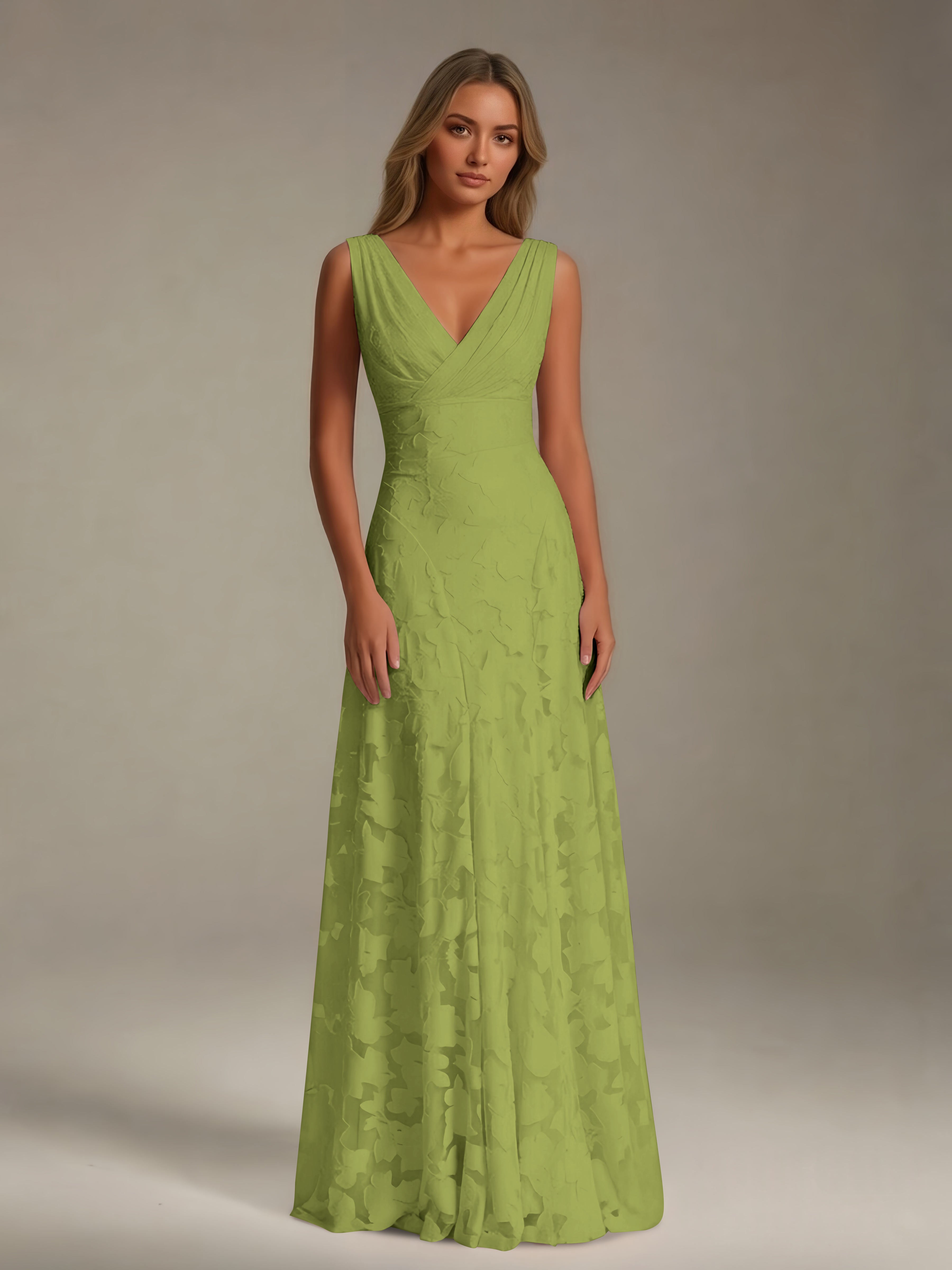 Women’s Floral Lace A-Line Maxi Dress | Sleeveless V-Neck Evening Gown