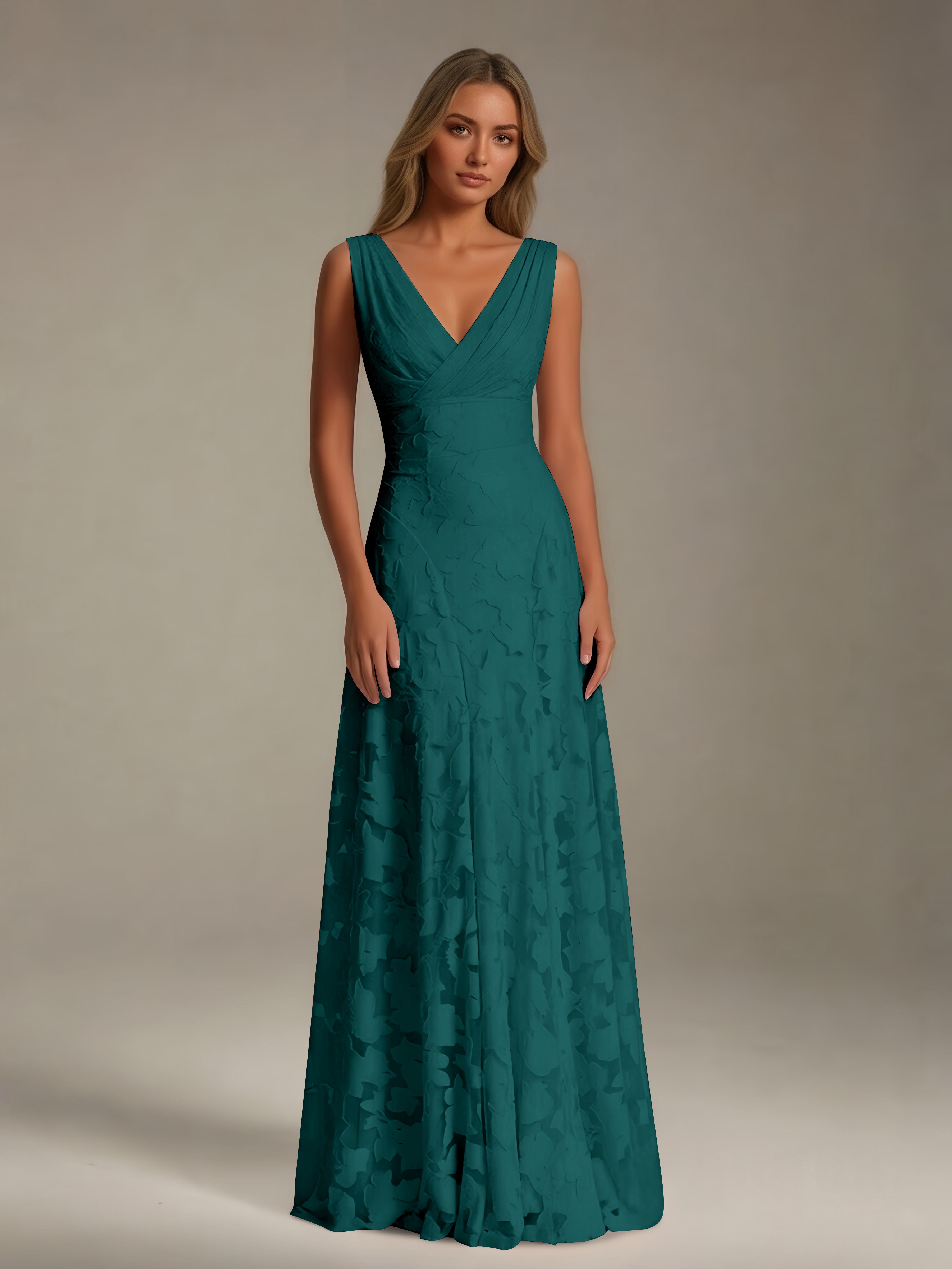 Women’s Floral Lace A-Line Maxi Dress | Sleeveless V-Neck Evening Gown