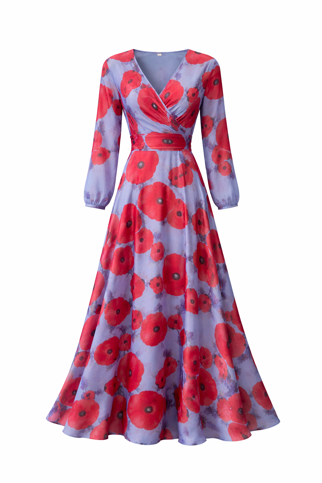 Women’s Floral Wrap Midi Dress | Blue Red