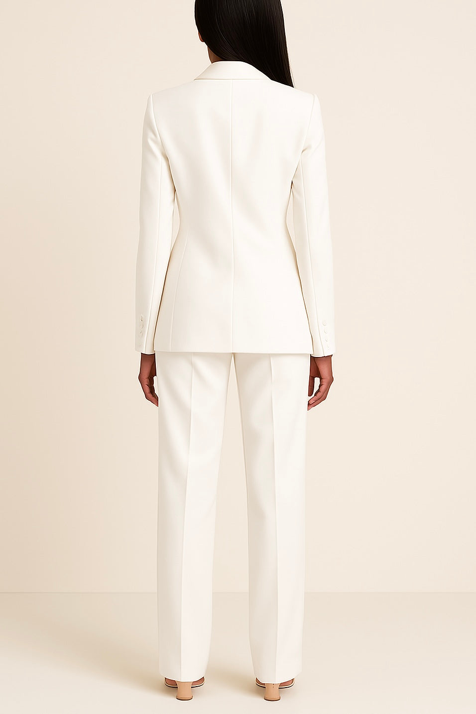 Women's tailored blazer and full-length wide-leg trousers set