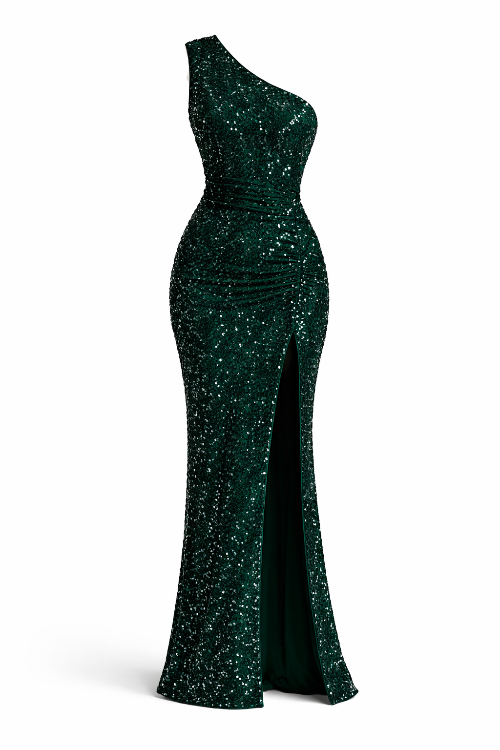 Women’s One-Shoulder Glitter Maxi Dress