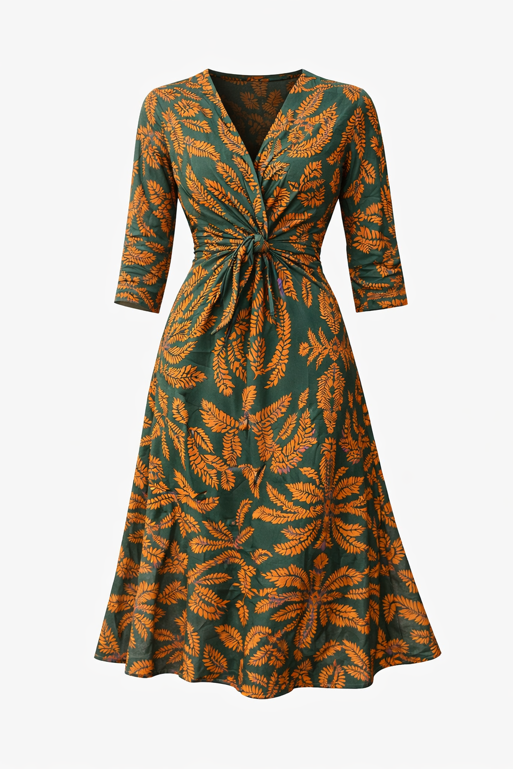 Women’s Botanical Wrap Midi Dress | Emerald Fern