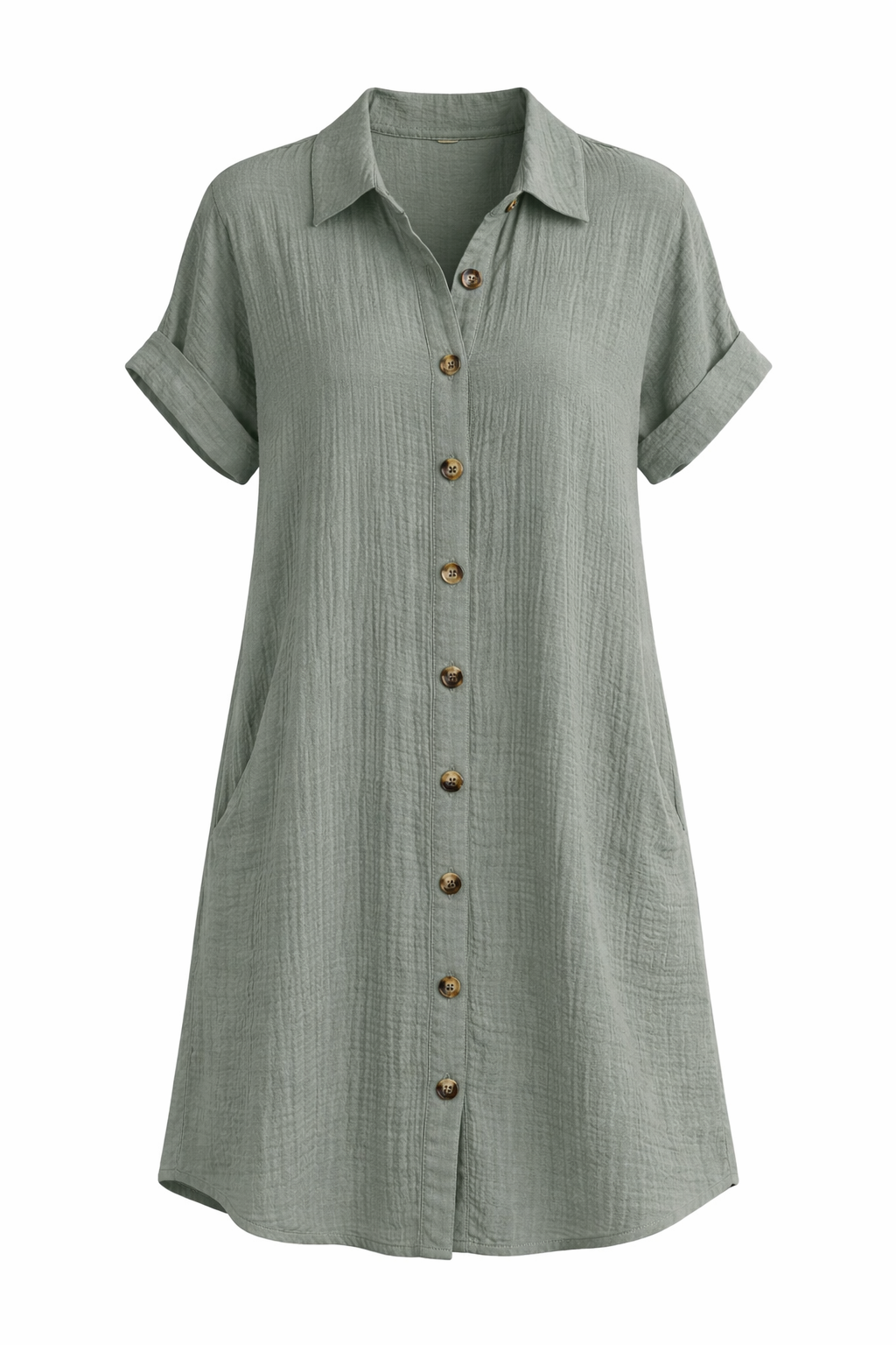 Women’s Button Shirt Dress | Sage Green