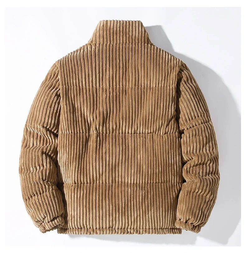 Men's Corduroy Puffer Jacket Stand Collar