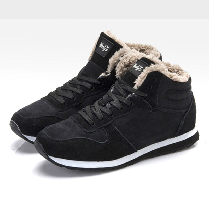 High-top sneaker boots with lace-up fronts, faux-fur collars and contrast soles