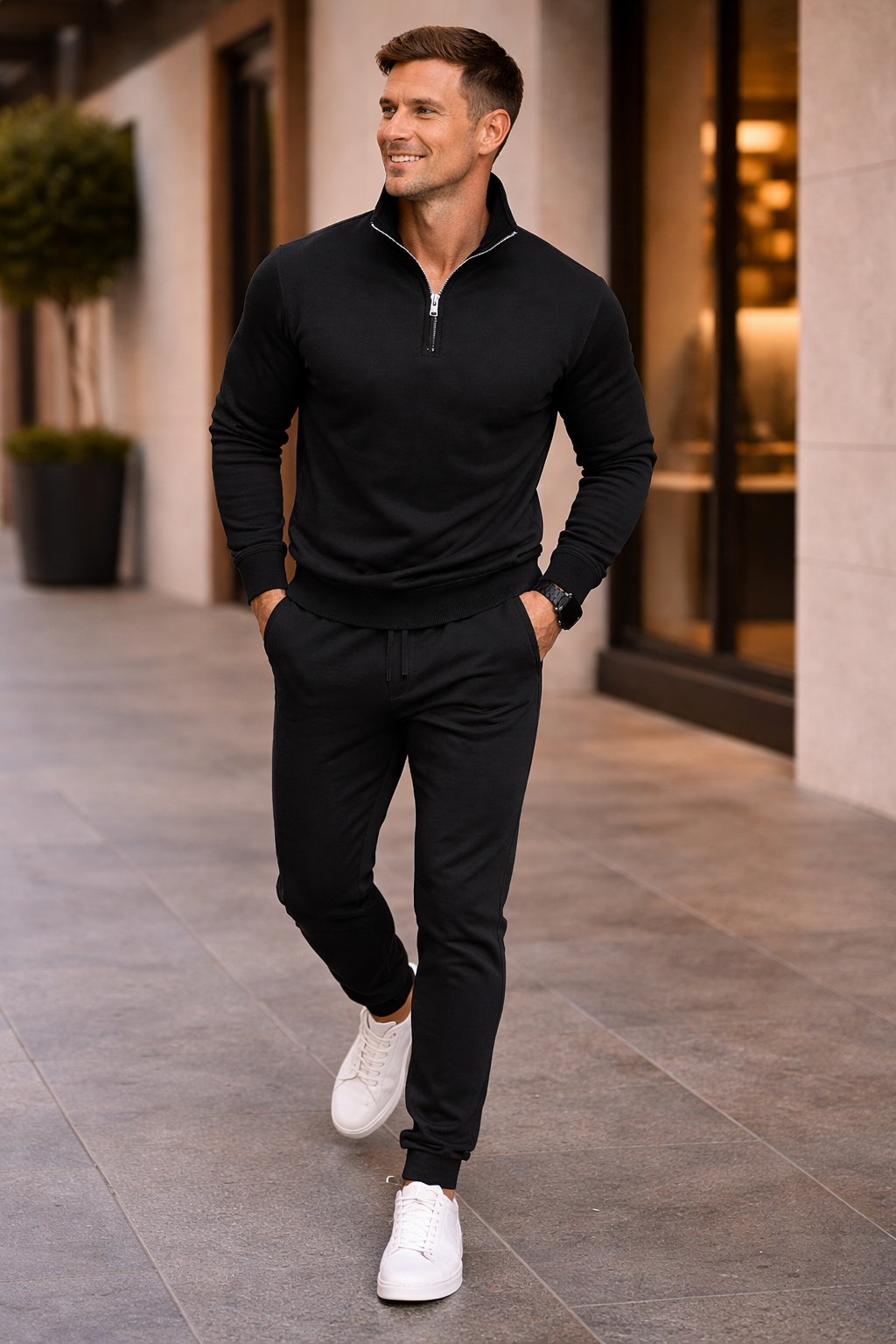 Men’s Half-Zip Tracksuit Set | Tapered Jogger Co-ord