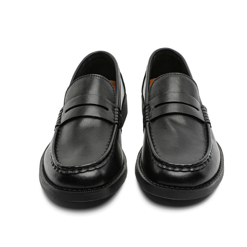 Men's classic penny loafers with moc toe and low heel