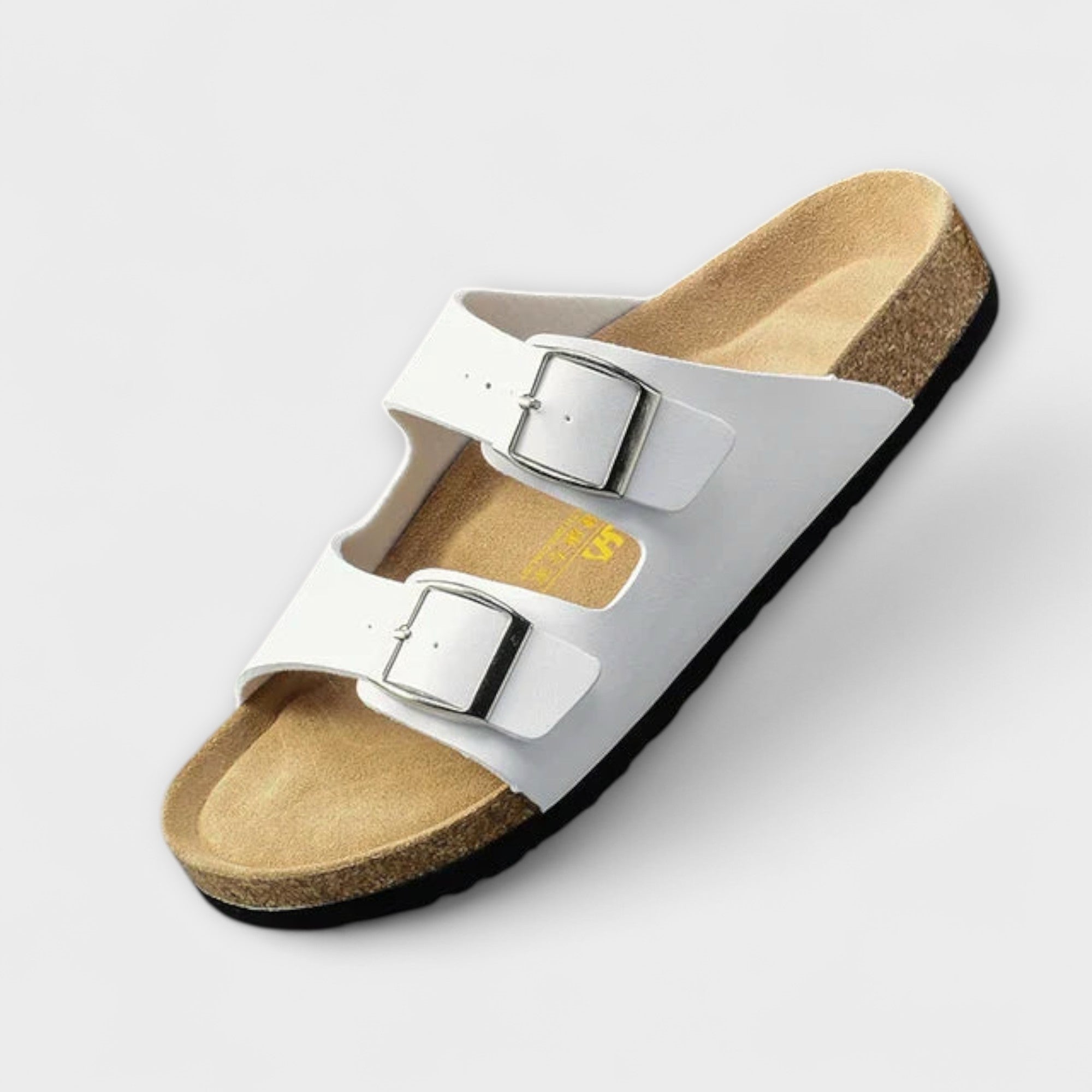 Women's Sandals Cork Footbed Double-Buckle Slide - White