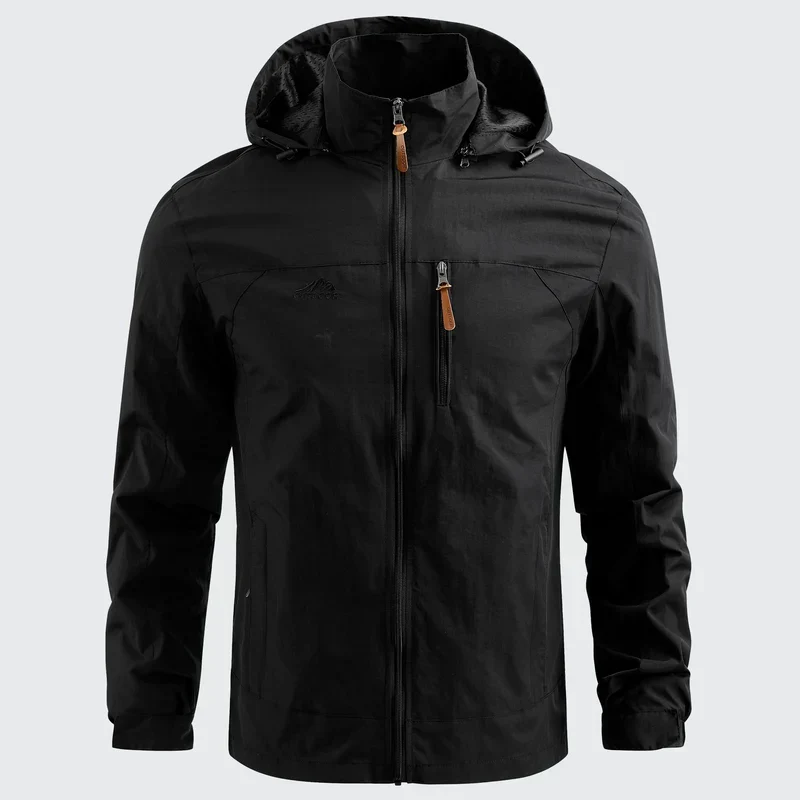 Men's Hooded Jacket Lightweight Mesh-Lined - Black