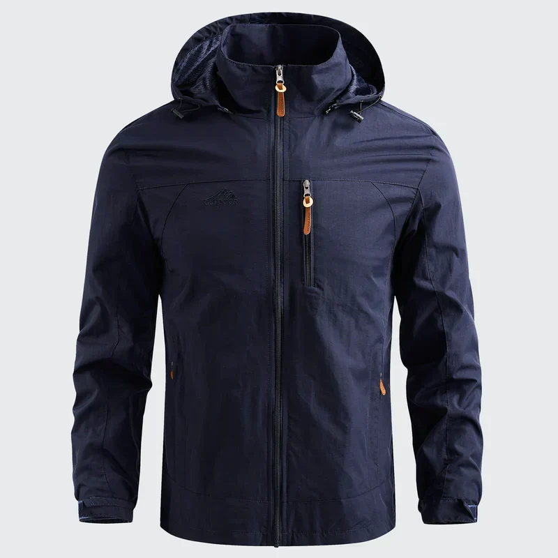 Men's Hooded Jacket Lightweight Mesh-Lined - Navy