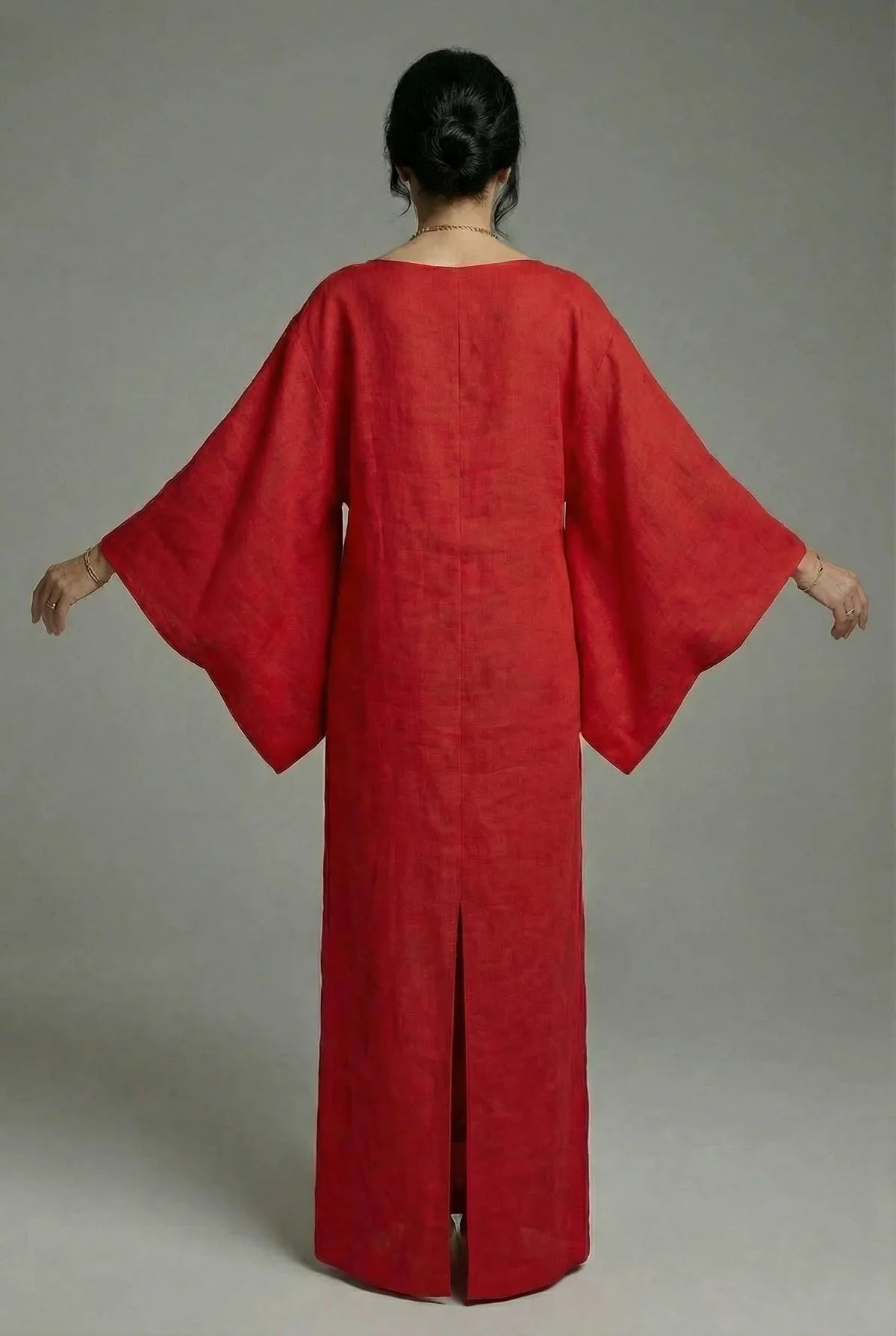 Women’s Kimono Sleeve Tie Waist Midi Dress