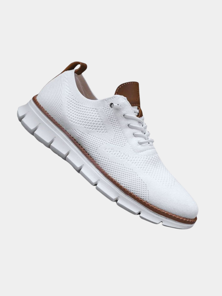 Men's Knit Trainer Lace-Up Leather-Trim Sole
