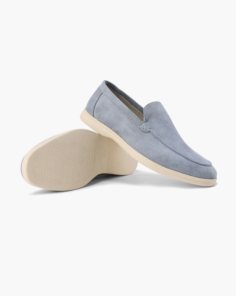 Men's Suede Loafers Slip-On Contrast Sole - Blue