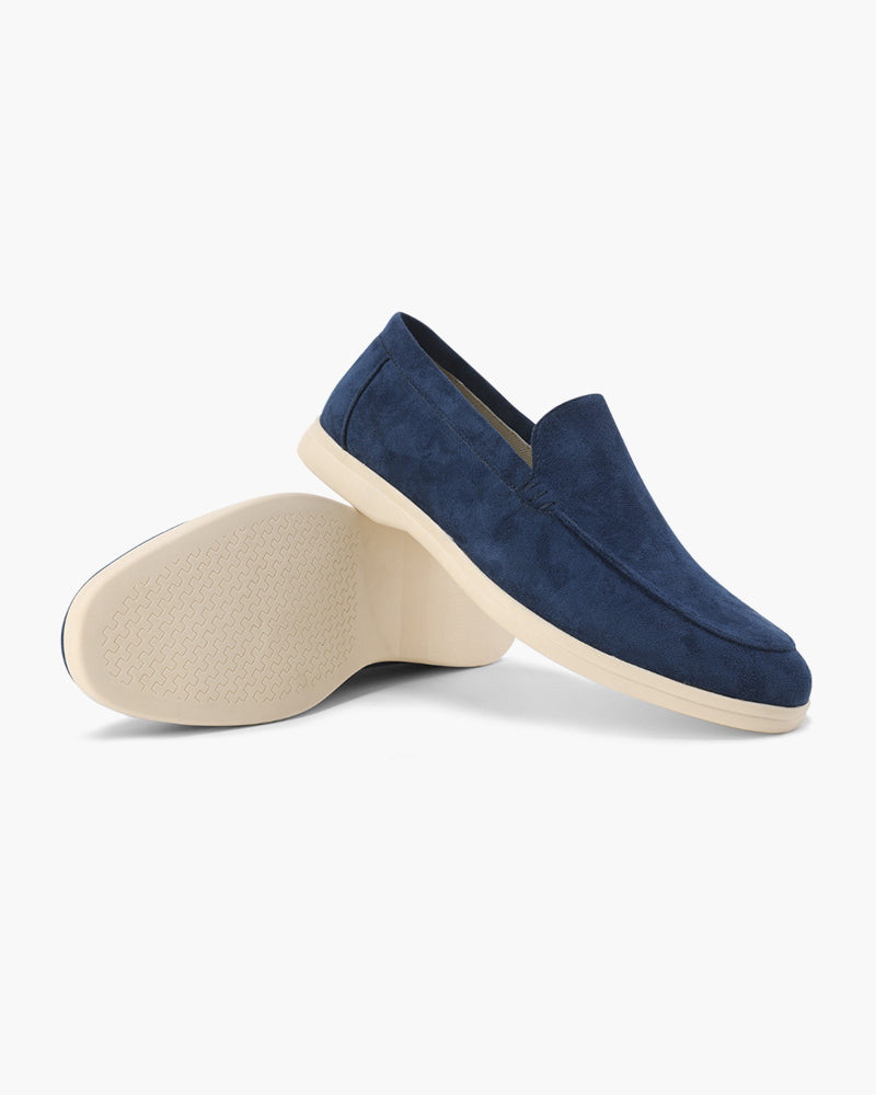 Men's Suede Loafers Slip-On Contrast Sole - Navy