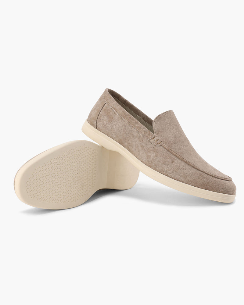 Men's Suede Loafers Slip-On Contrast Sole - Taupe