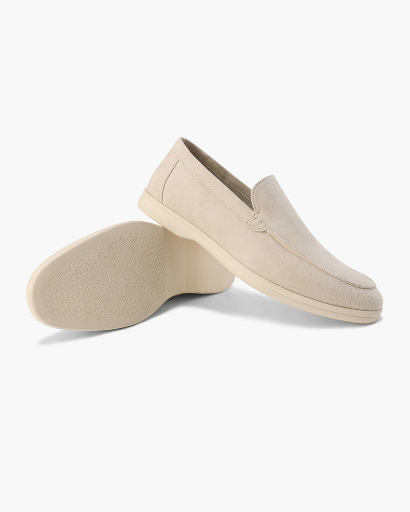 Men's Suede Loafers Slip-On Contrast Sole - Beige
