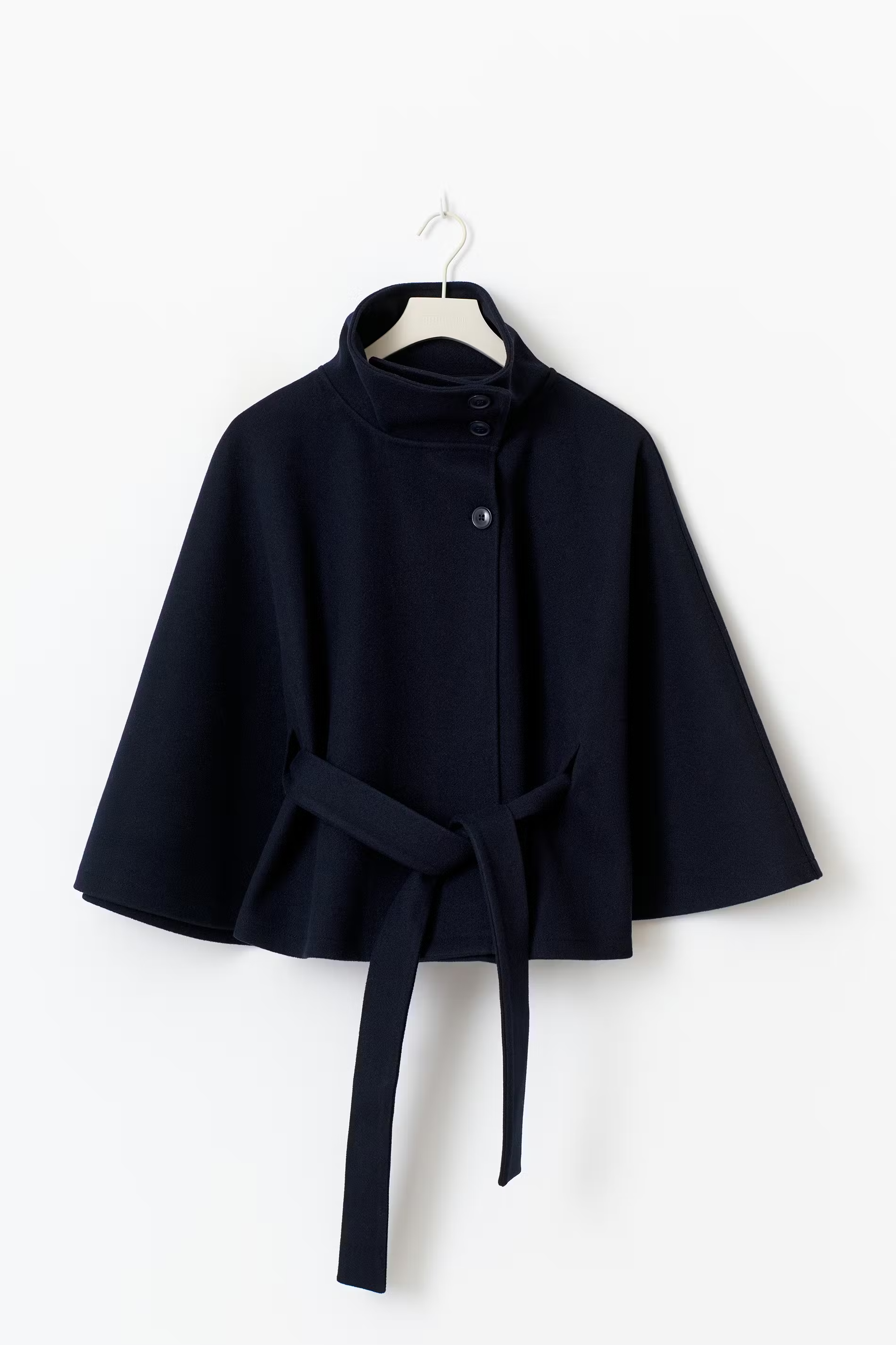 Women's Cape Coat Belted High Collar - Blue