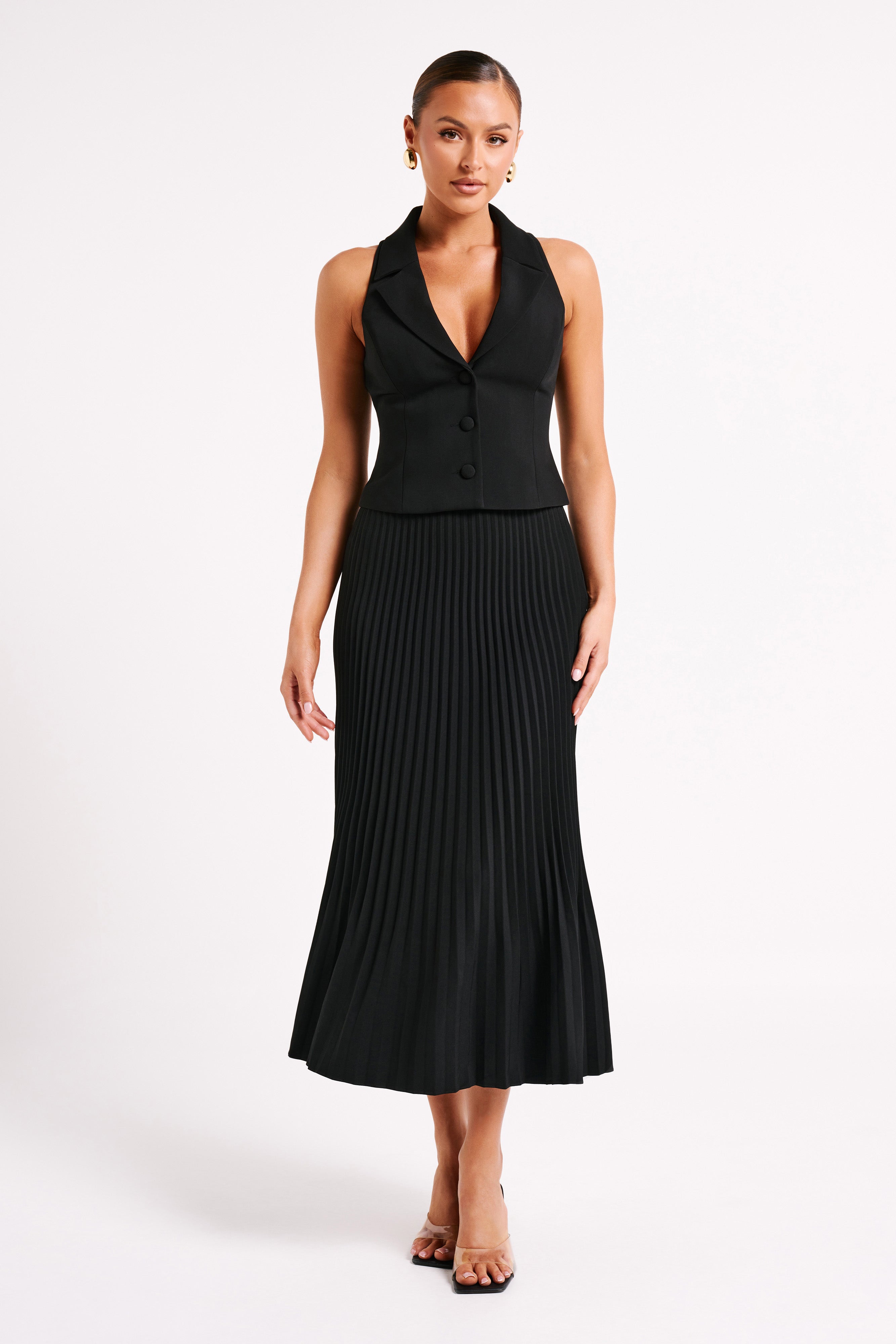 Women’s Tailored Suiting Vest | Deep V Longline Sleeveless Waistcoat