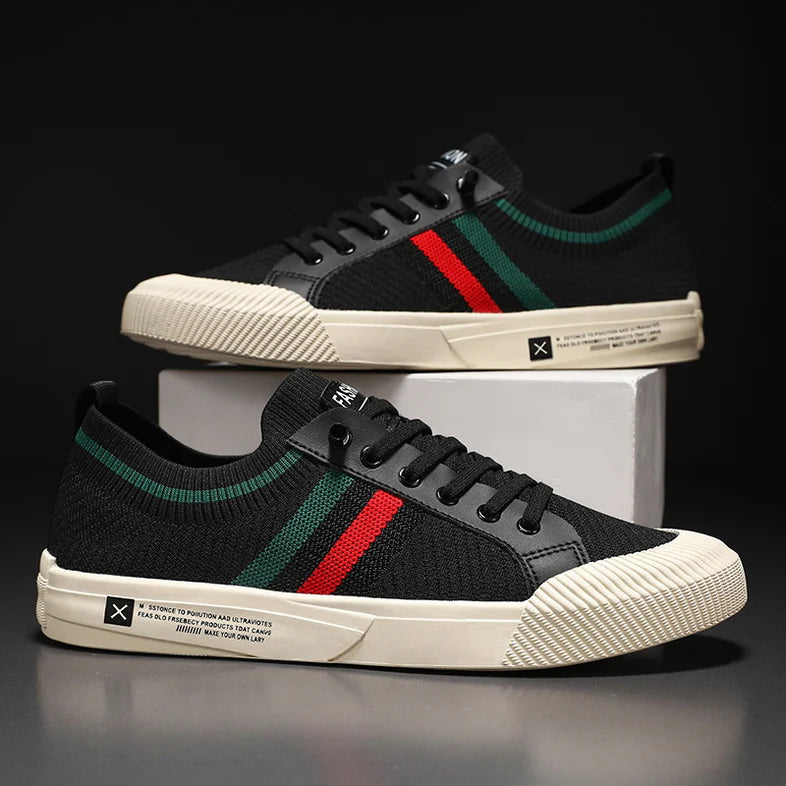 Men’s Knit Stripe Trainers | Lace-Up Casual Shoes
