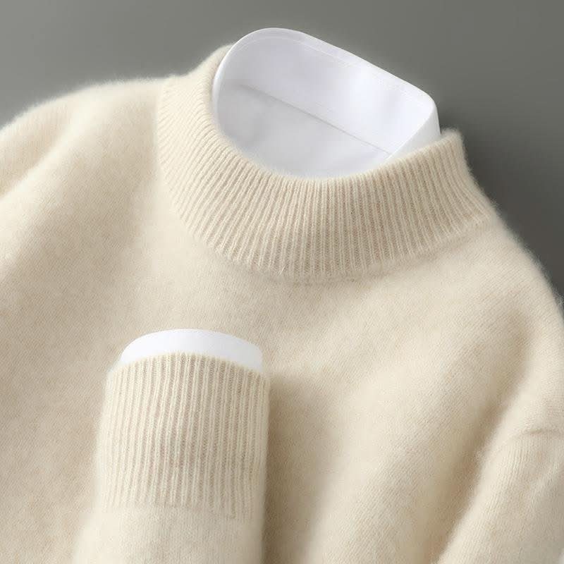 Ribbed mock neck jumper with long sleeves and matching cuffs