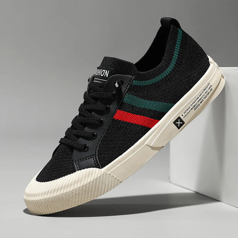 Men’s Knit Stripe Trainers | Lace-Up Casual Shoes