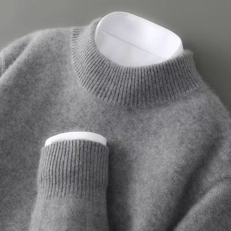 Ribbed mock neck jumper with long sleeves and matching cuffs